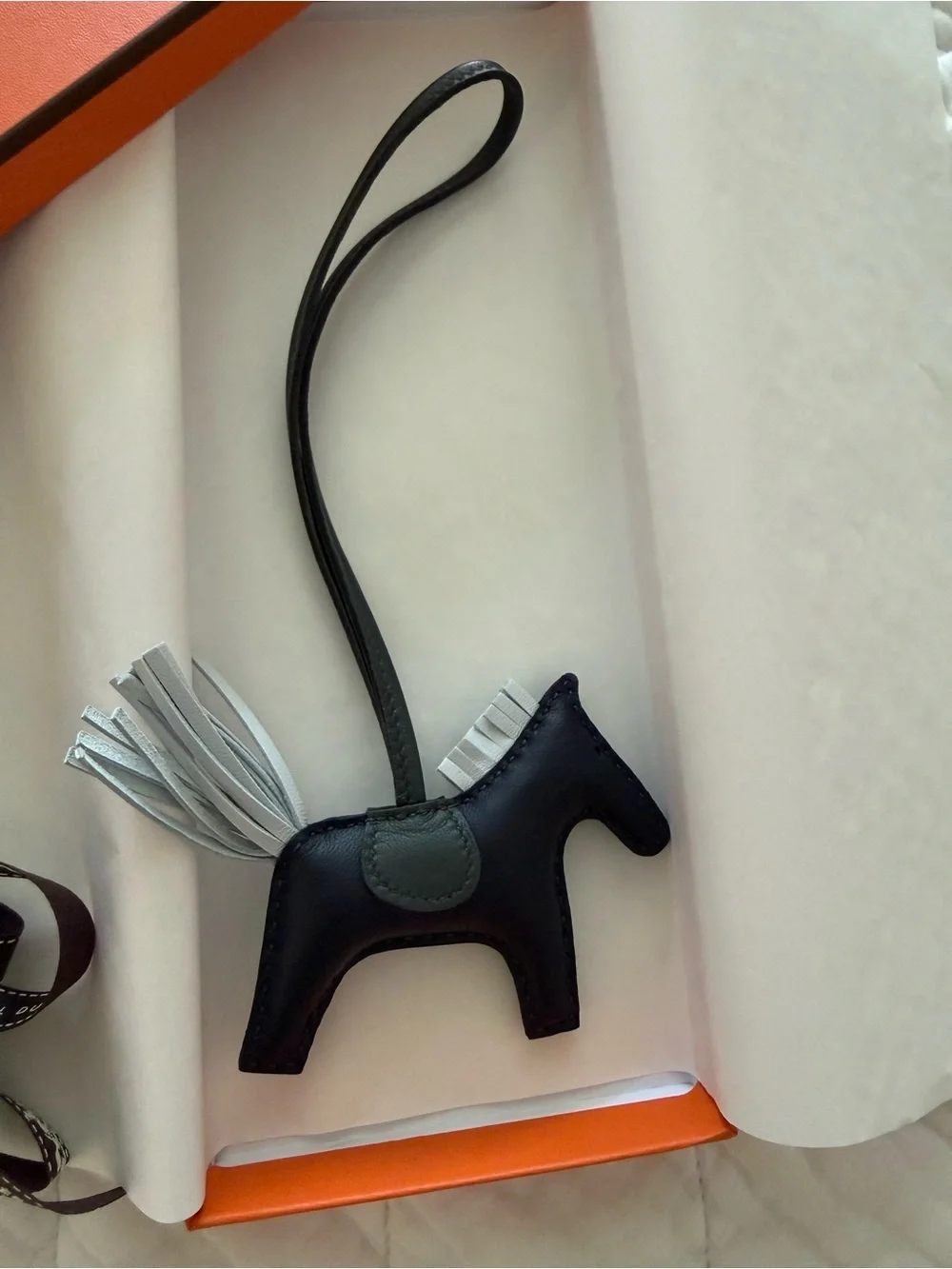 Authentic Hermes Rodeo PM Bag Charm Bleu Nuit Brume Vert Mangrove Green